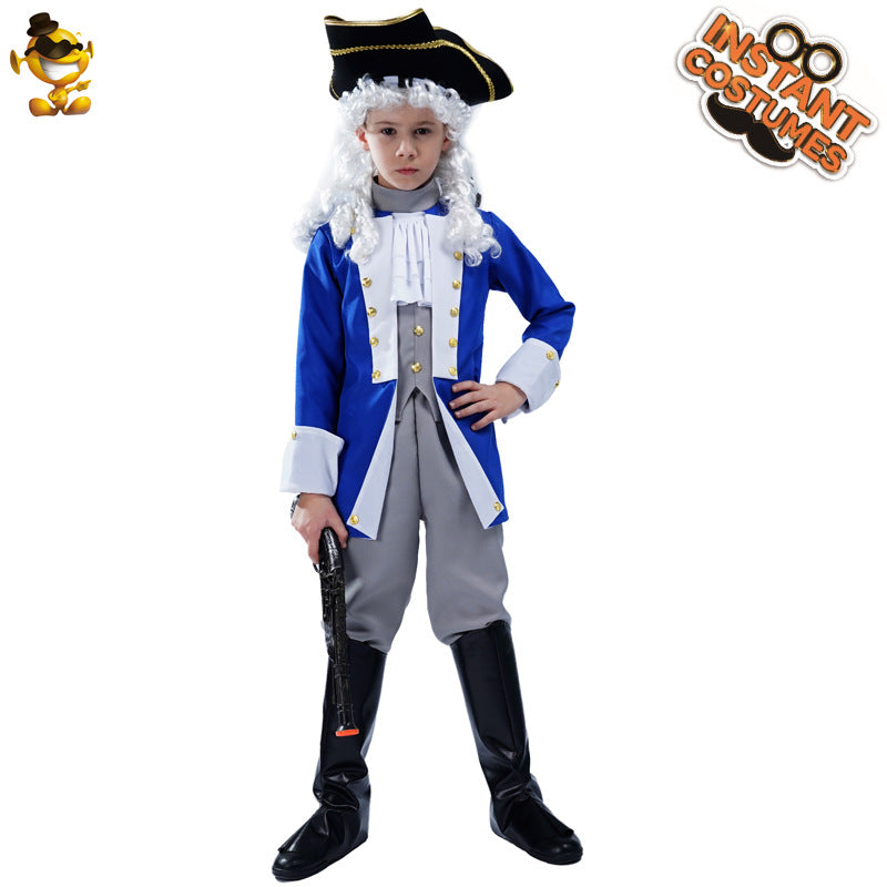 Halloween boy's pirate ship captain costume boys medieval colonial general cosplay costume