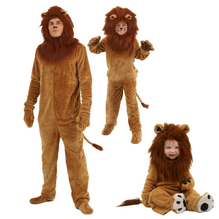 Halloween costume cartoon lion costume COS animal party performance ball adult and children parent-child performance costume
