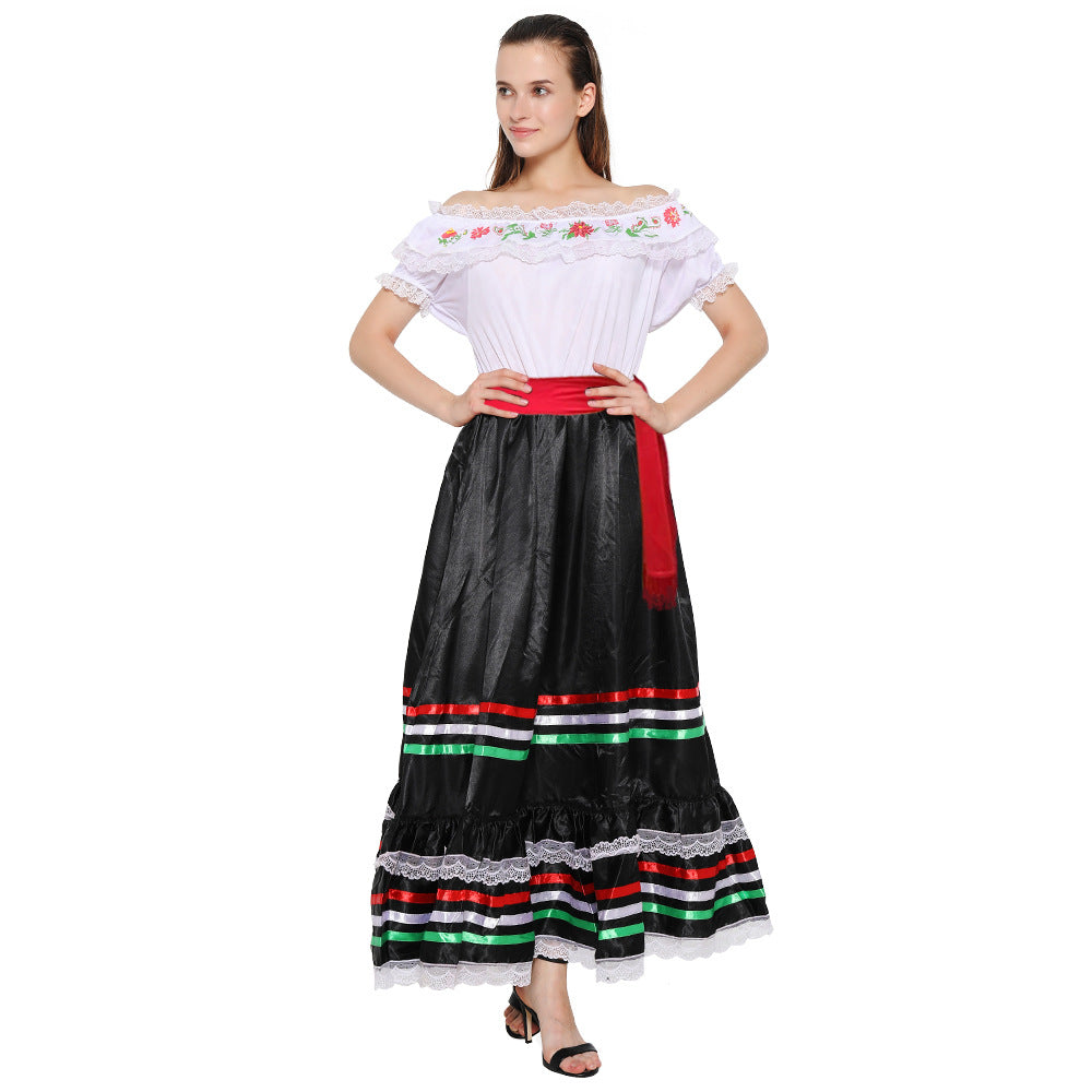 Mexican ethnic women's dress Halloween play costume bright singer role stage costume Halloween clothes