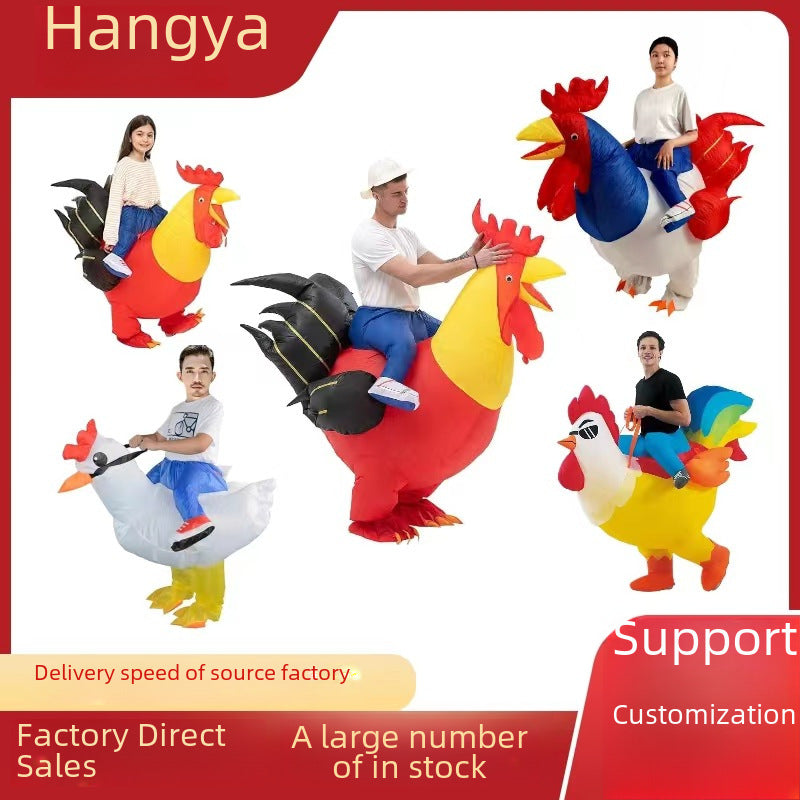 Cross-border hot sale cock inflatable costume cute cycling annual party party party doll Props sunglasses catwalk
