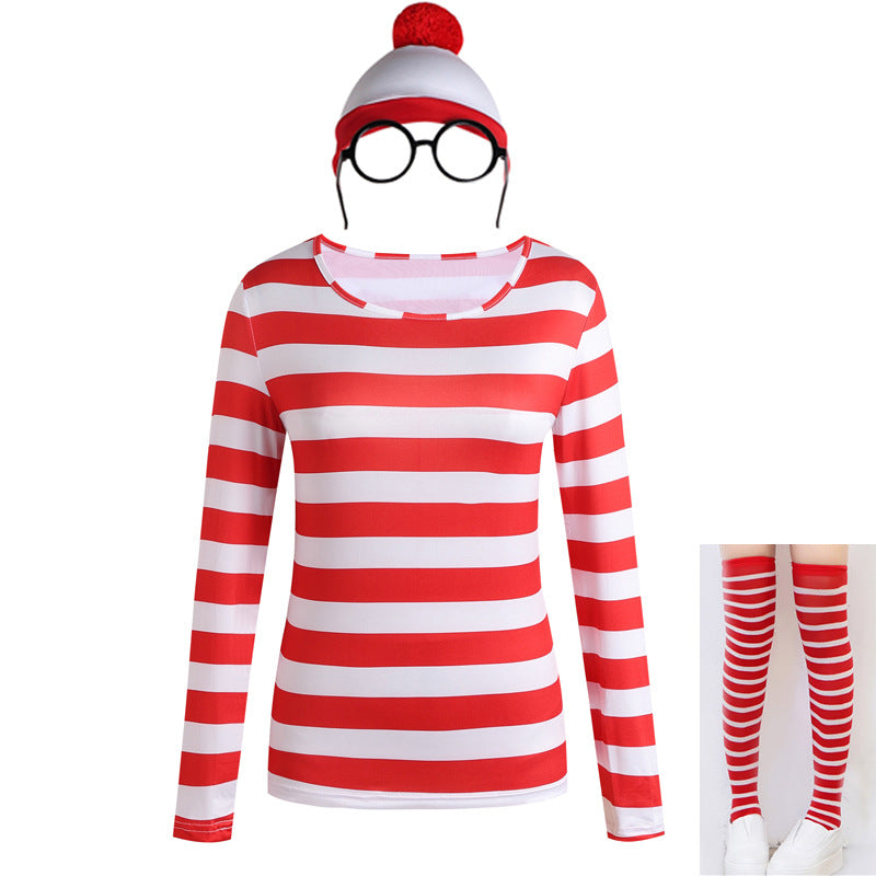 British anime clever Wally Where's Wally parent-child costume Halloween costume cosplay cosplay clothes