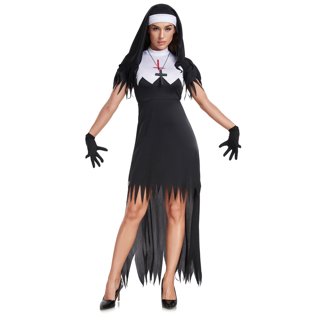 Evil Vampire Nun Costume Halloween Witch Robe