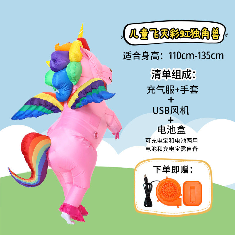 Unicorn inflatable costume adult and children Party parent-child watch show props Cartoon Doll Tianma cross-border hot selling
