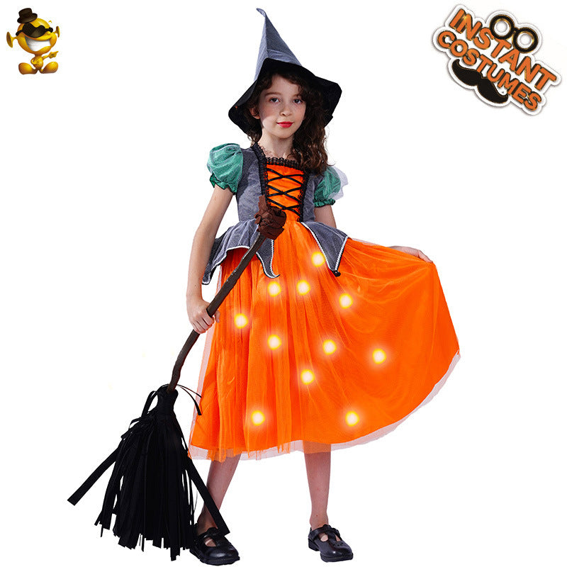 Halloween Children's glowing witch cosplay party costume masquerade stage performance costume