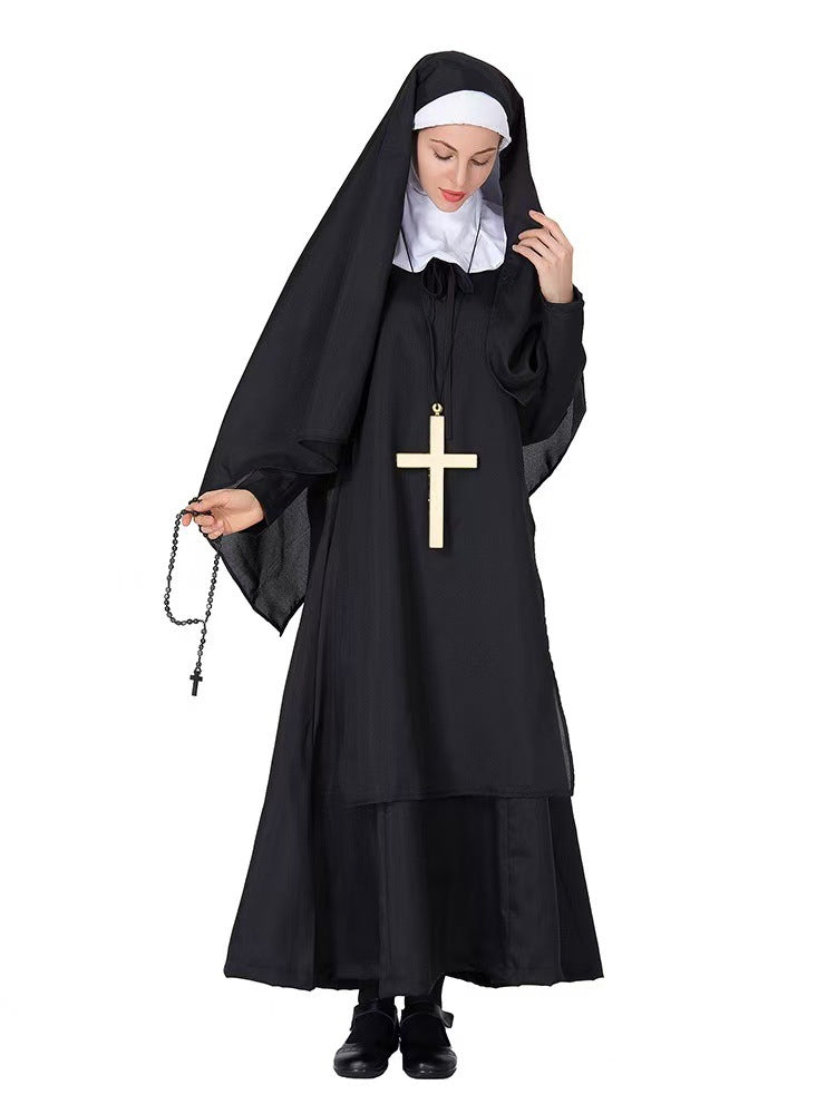 Amazon Halloween performance wear Virgin Mary costume nun's outfit priest costume ball performance costume foreign trade