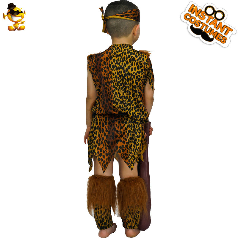 Halloween men's children's primitive savage party costume Boy Savage party stage costume cosplay