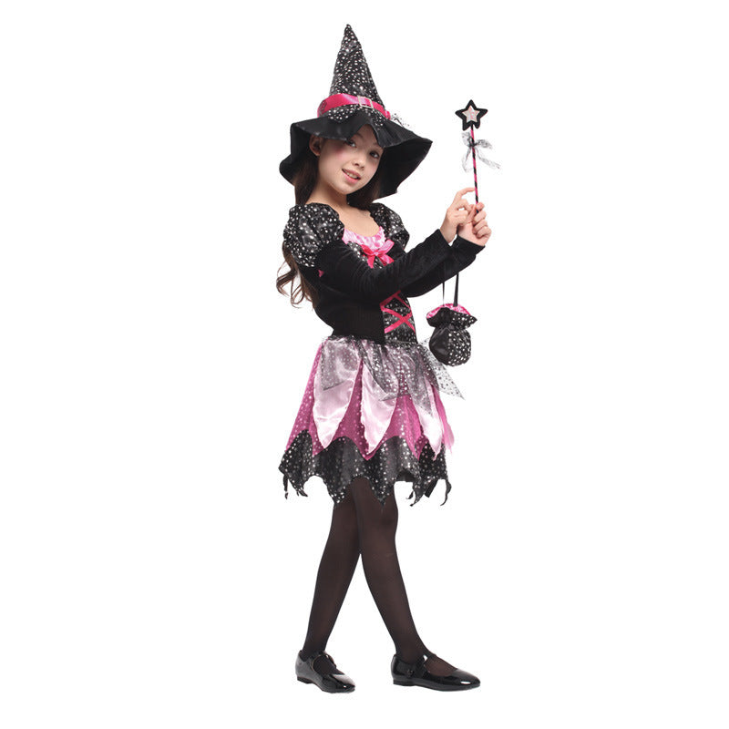 Children's Day catwalk children's costume masquerade children's Halloween performance shiny magic witch costume