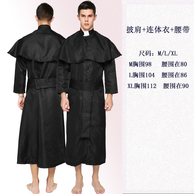 Halloween medieval wizard nun priest cos costume Halloween death robe cosplay costume