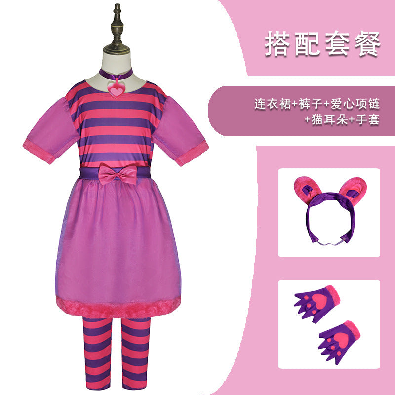 Halloween children's costume Alice in Wonderland cosplay cos costume Cheshire cat costumes