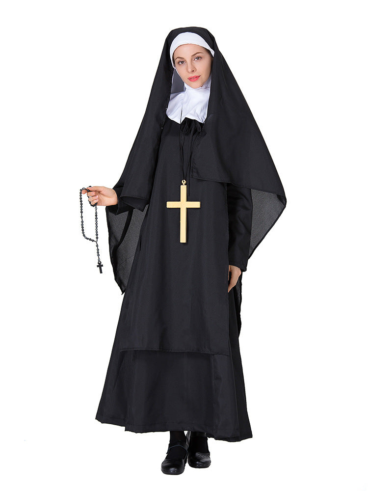New Amazon Halloween performance wear Virgin Mary costume nun's outfit priest costume ball performance costume