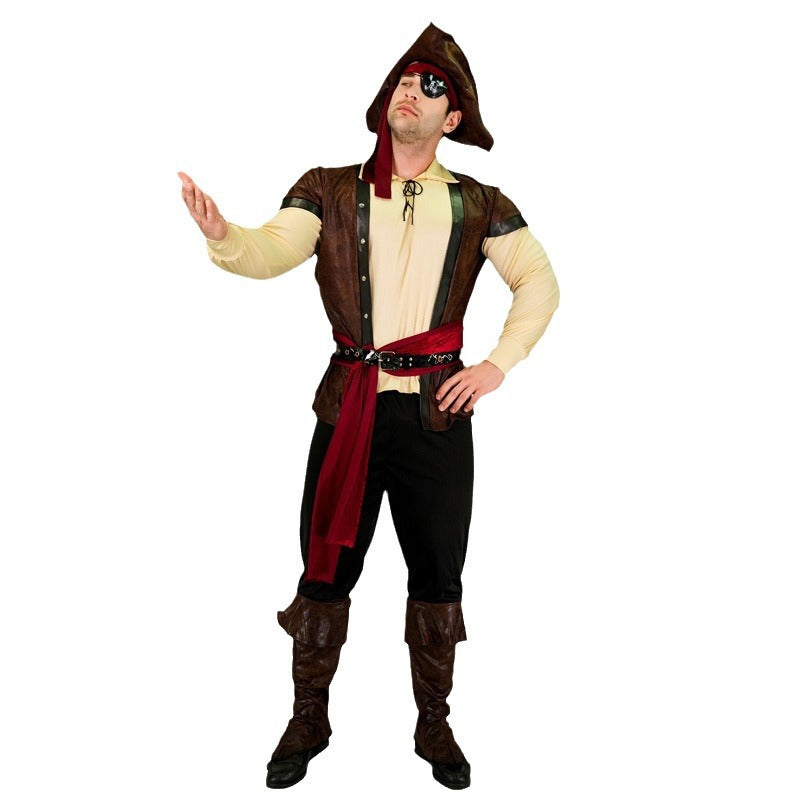 Halloween adult big men's leather pirate performance costume cosplay cosplay party stage costume