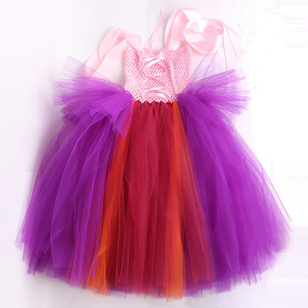 Witch also crazy 2cos costume children's Halloween cosplay costume girls' mesh dress pettiskirt