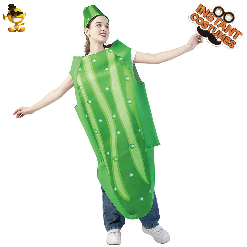 Adult Halloween funny cos cucumber costume parent-child costume couple's clothes performance Carnival fruit costume