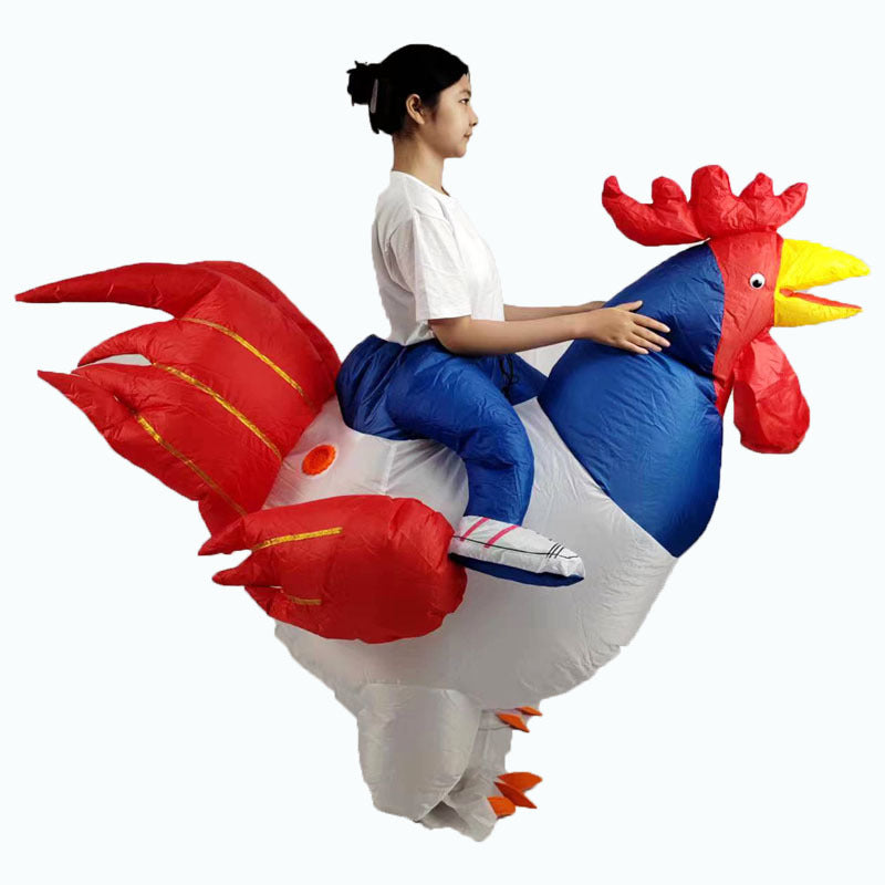 Cross-border funny walking animal costume adult holiday party performance wear mount colorful wings big white chicken inflatable clothing