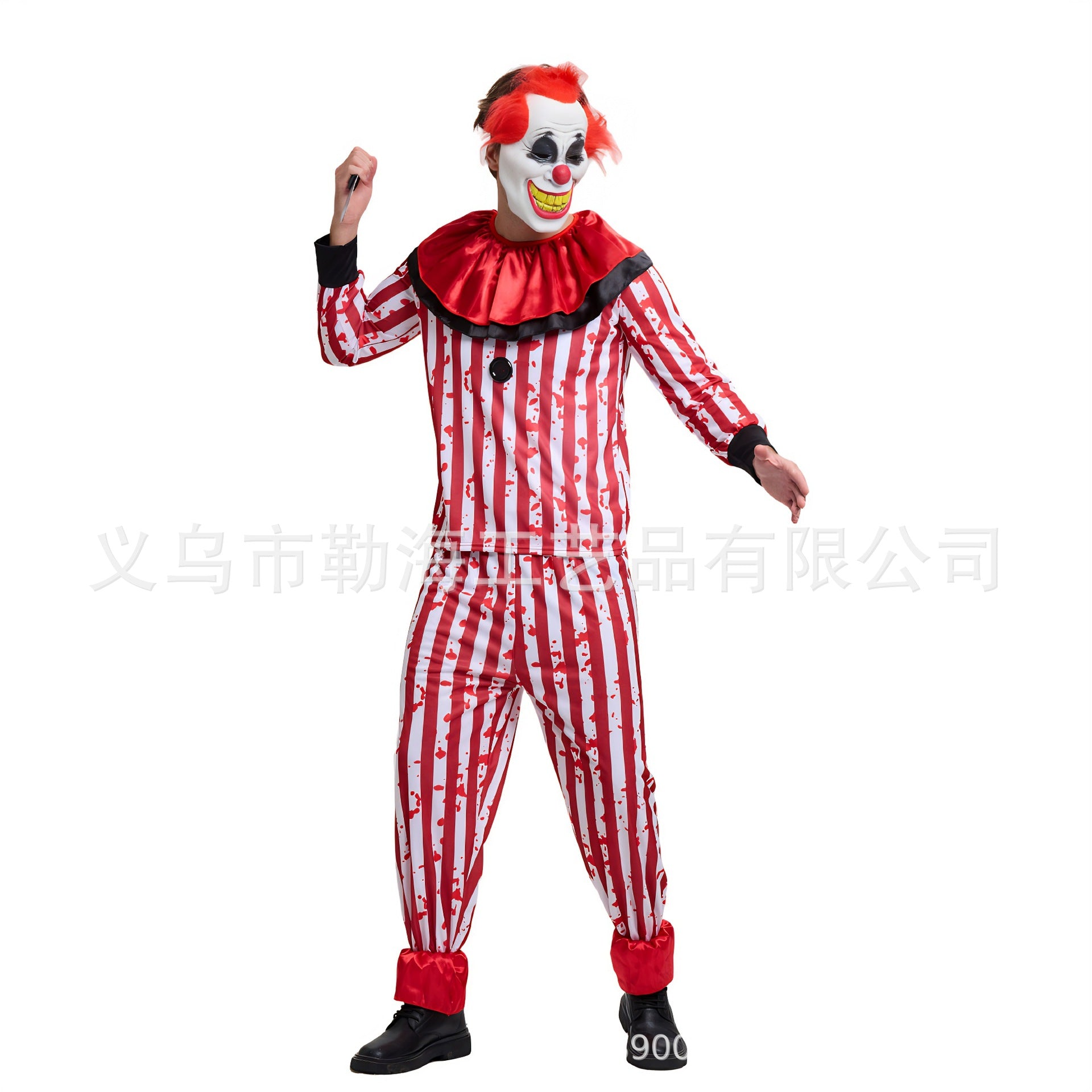 Halloween adult red and black stripes clown costume stage costume carnival costume