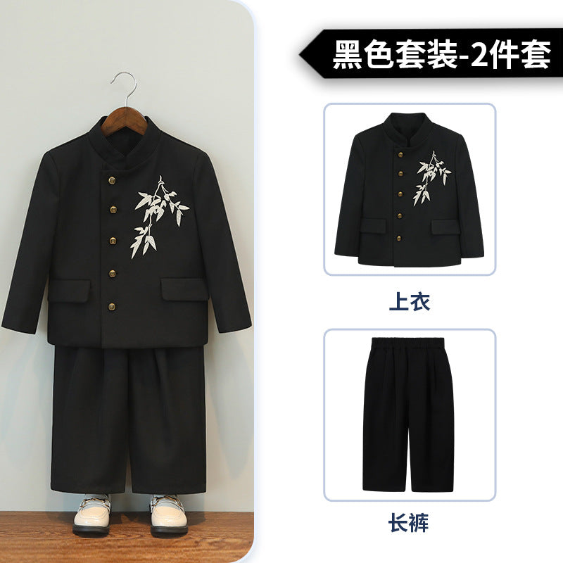 Boy's new Chinese suit jacket national fashion Zhongshan suit children's embroidery Han Chinese costume Tang costume host stage costume