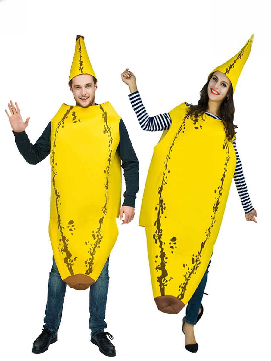Adult and children Halloween funny cos banana costume parent-child costume couple's clothes performance Carnival fruit costume