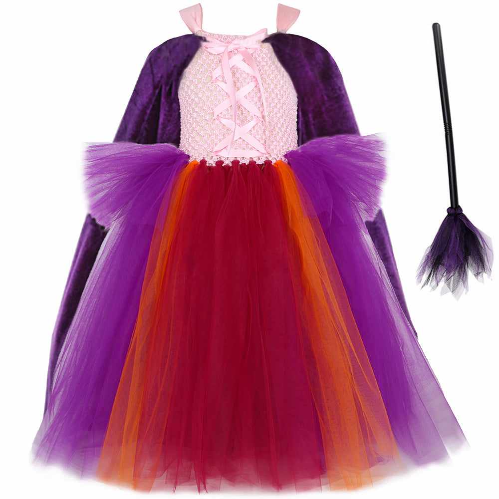 Witch also crazy 2cos costume children's Halloween cosplay costume girls' mesh dress pettiskirt