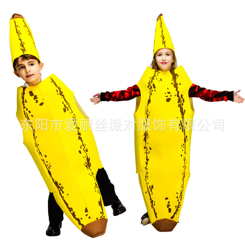 Adult and children Halloween funny cos banana costume parent-child costume couple's clothes performance Carnival fruit costume