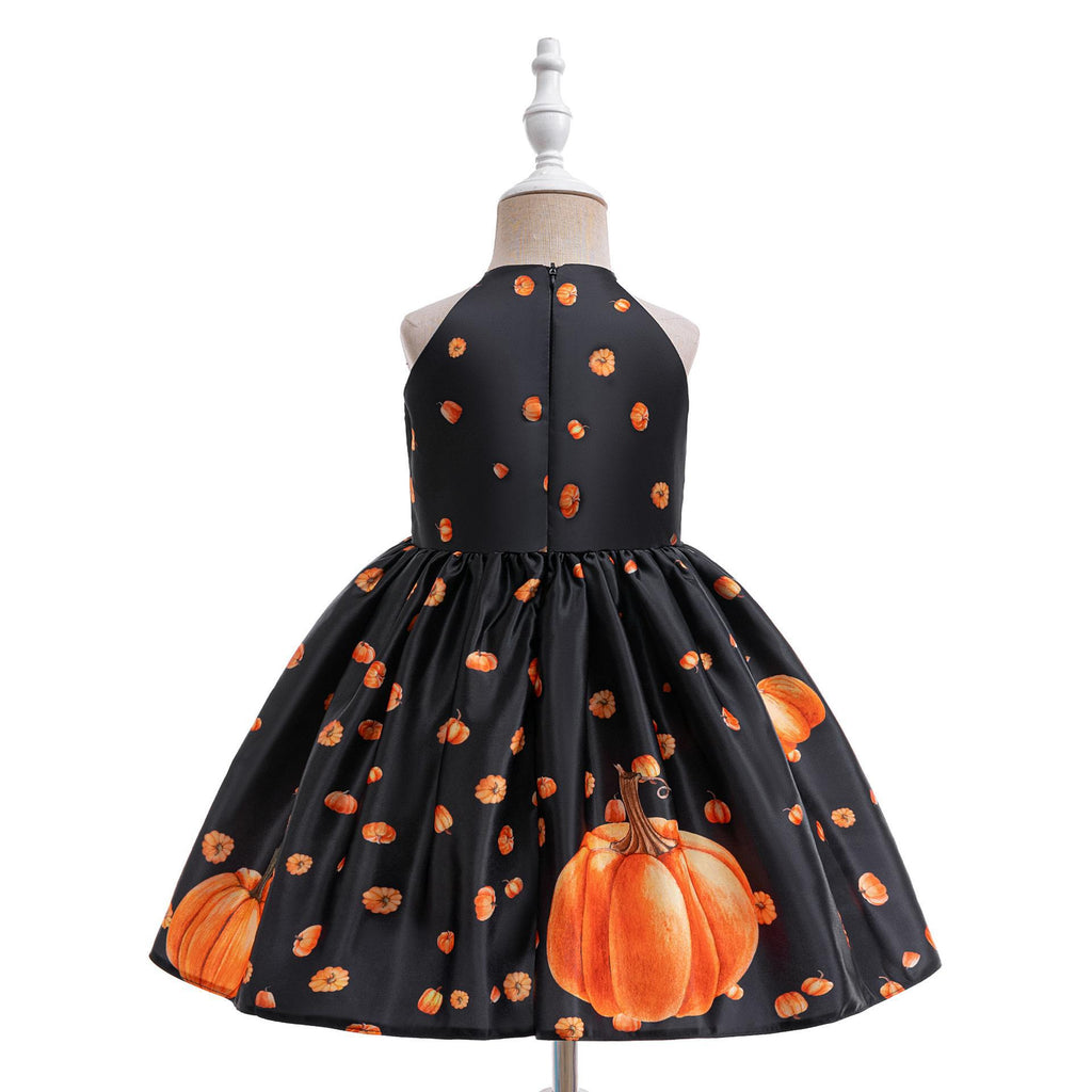 Girls' Halloween pumpkin dress children's stage performance costume witch dress up costume sling princess dress