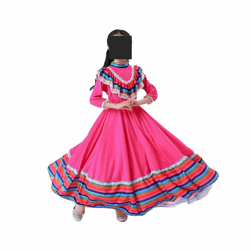 Cross-border new arrival Mexican girl ethnic dance costume girls Big swing skirt stage performance costume ethnic costume