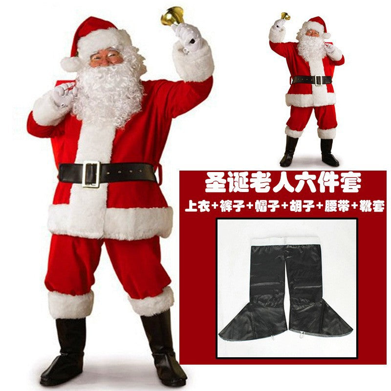 Santa Claus costume cross-border adult men gold velvet Santa Claus costume Halloween performance costume