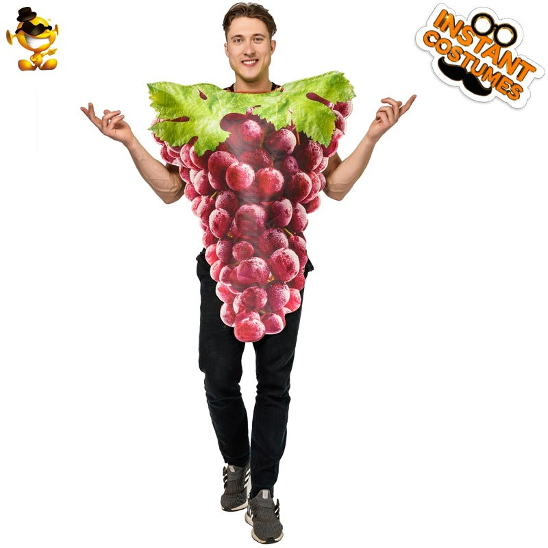 Funny couple grape jumpsuit Halloween spoof fruit performance costume stage play party costume