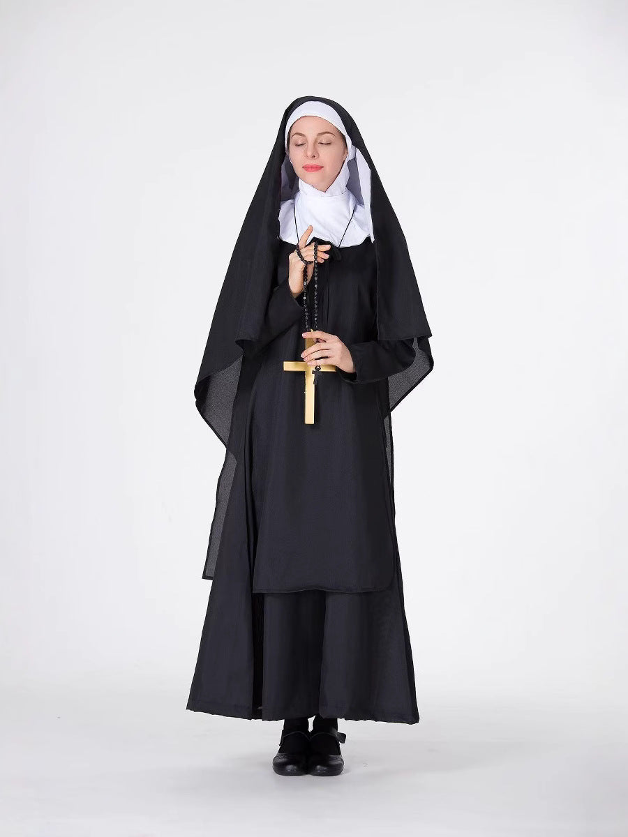 Amazon Halloween performance wear Virgin Mary costume nun's outfit priest costume ball performance costume foreign trade