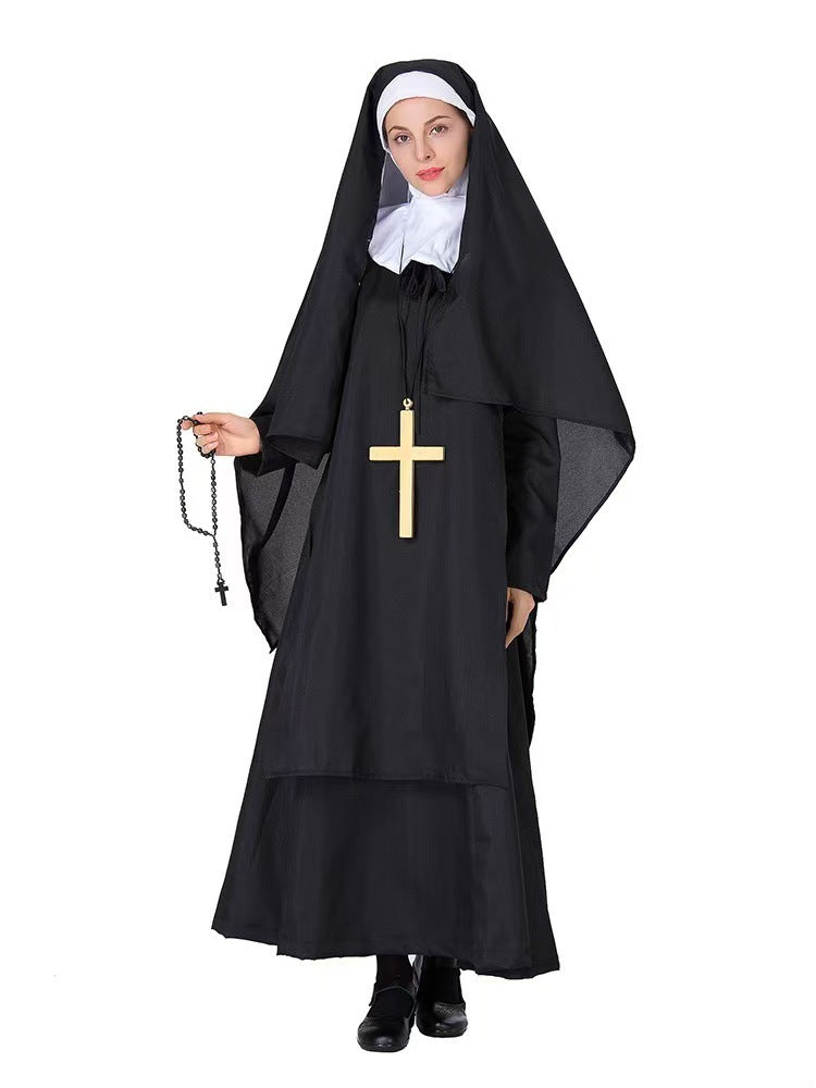 Amazon Halloween performance wear Virgin Mary costume nun's outfit priest costume ball performance costume foreign trade