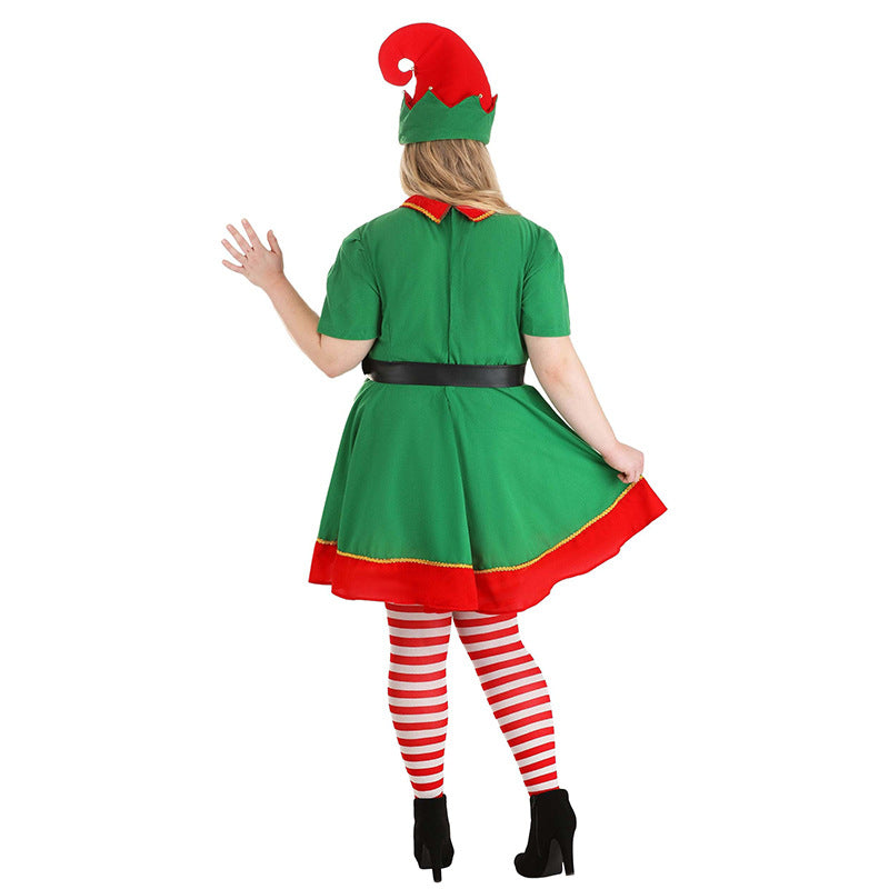 Christmas elf children adult performance costume green elf cosplay parent-child costume dance party costume