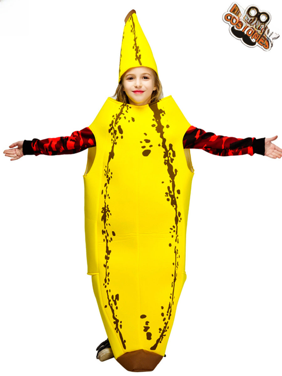 Adult and children Halloween funny cos banana costume parent-child costume couple's clothes performance Carnival fruit costume