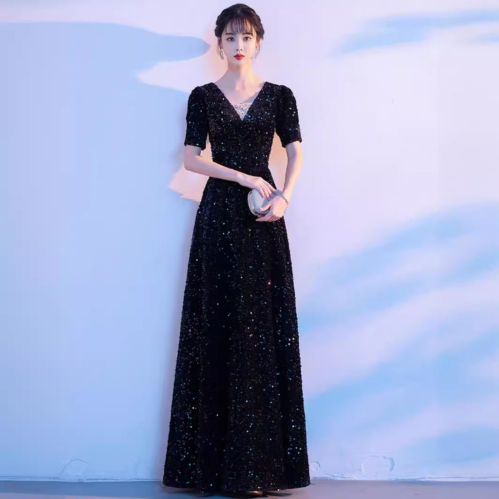 Wine Red chorus costume female dress singing red song dress chorus costume competition conductor performance costume
