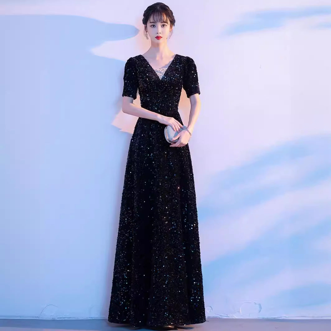 Wine Red chorus costume female dress singing red song dress chorus costume competition conductor performance costume