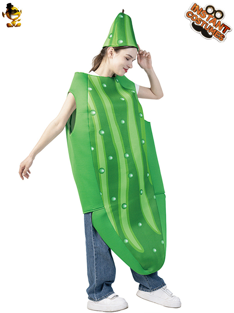 Adult Halloween funny cos cucumber costume parent-child costume couple's clothes performance Carnival fruit costume
