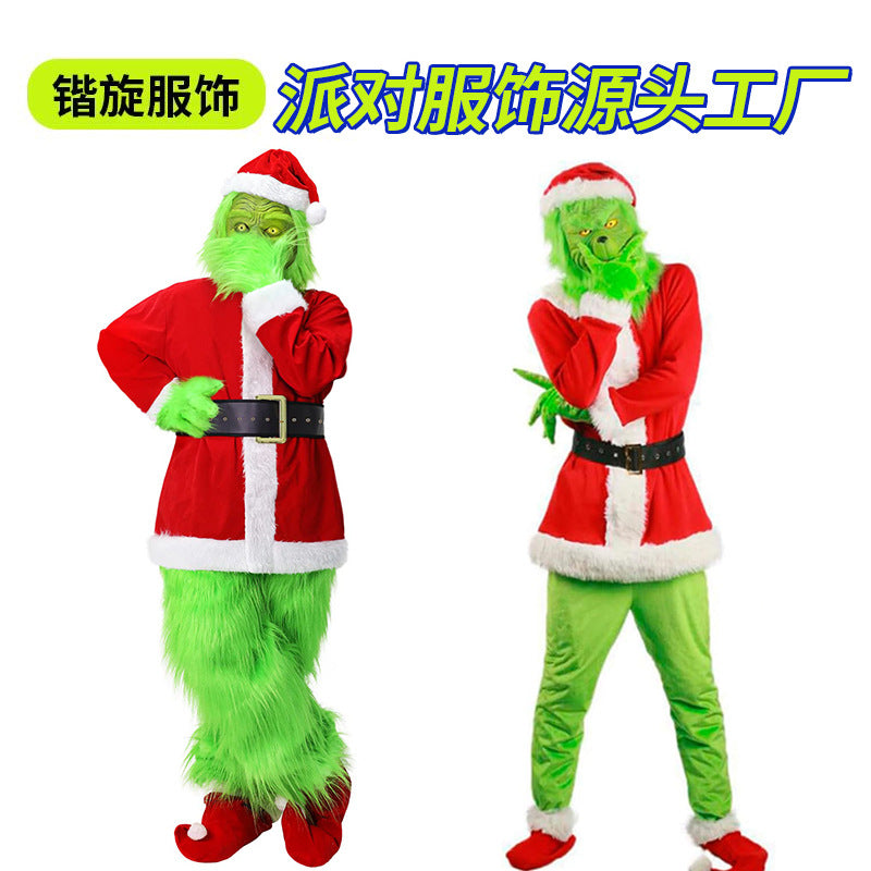 Christmas Grinch costume ghost adult costume ghost elf costume long hair role carnival play costume