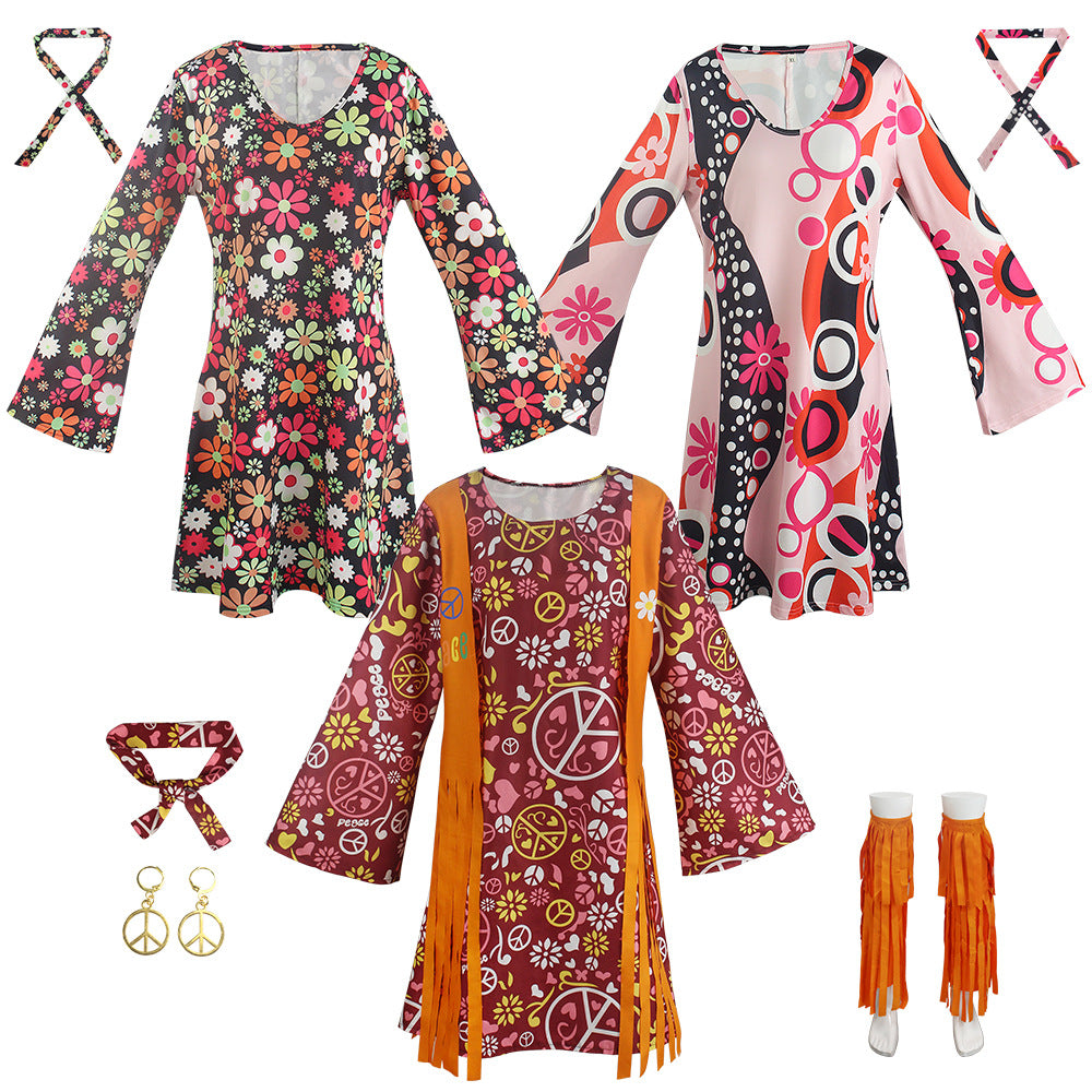 Halloween Arabic cos costume tassel hippie costume hippie retro cosplay performance costume