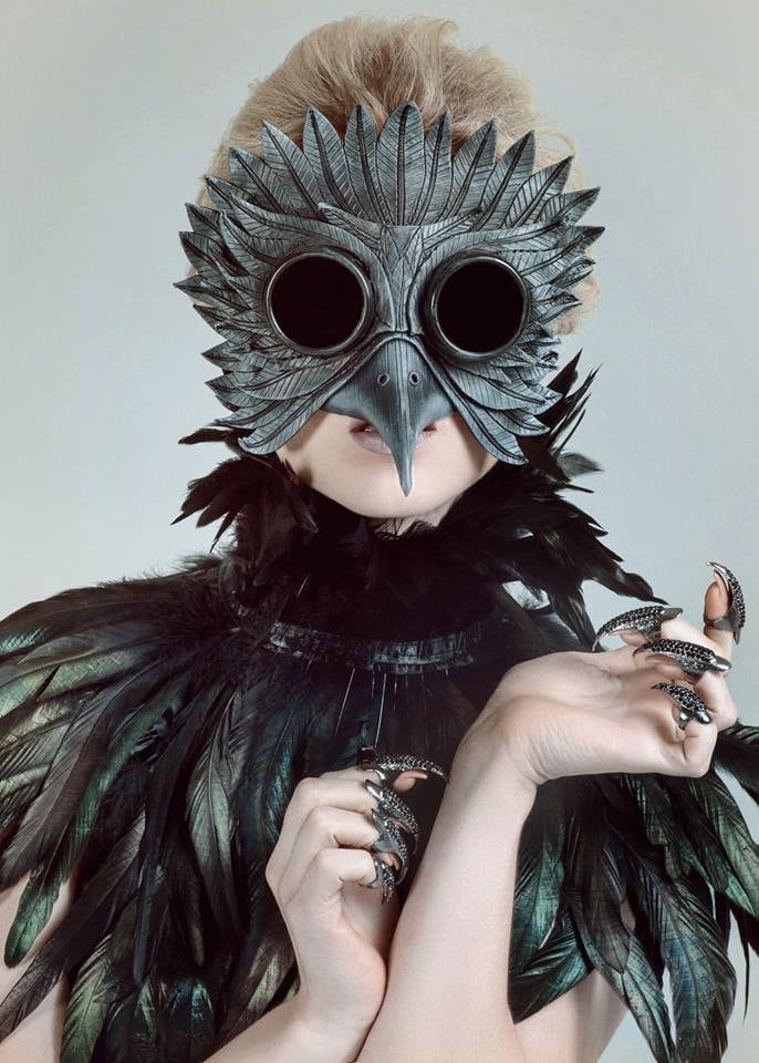 Black Raven Goggles Handmade Genuine Leather Mask