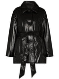 Handmade Ammie Belted-Waist Faux-Leather Jacket