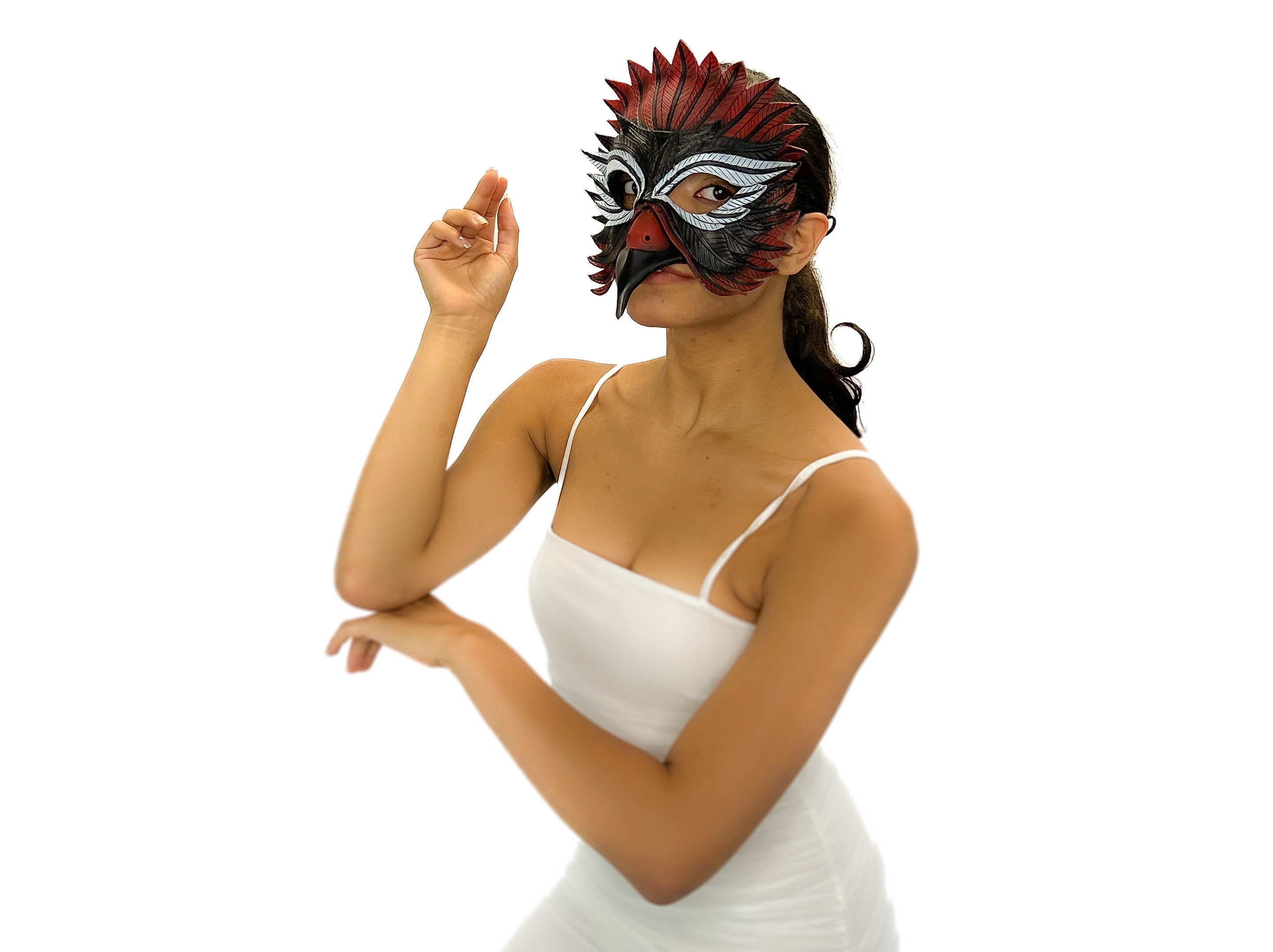 Red Raven  Handmade Genuine Leather Mask