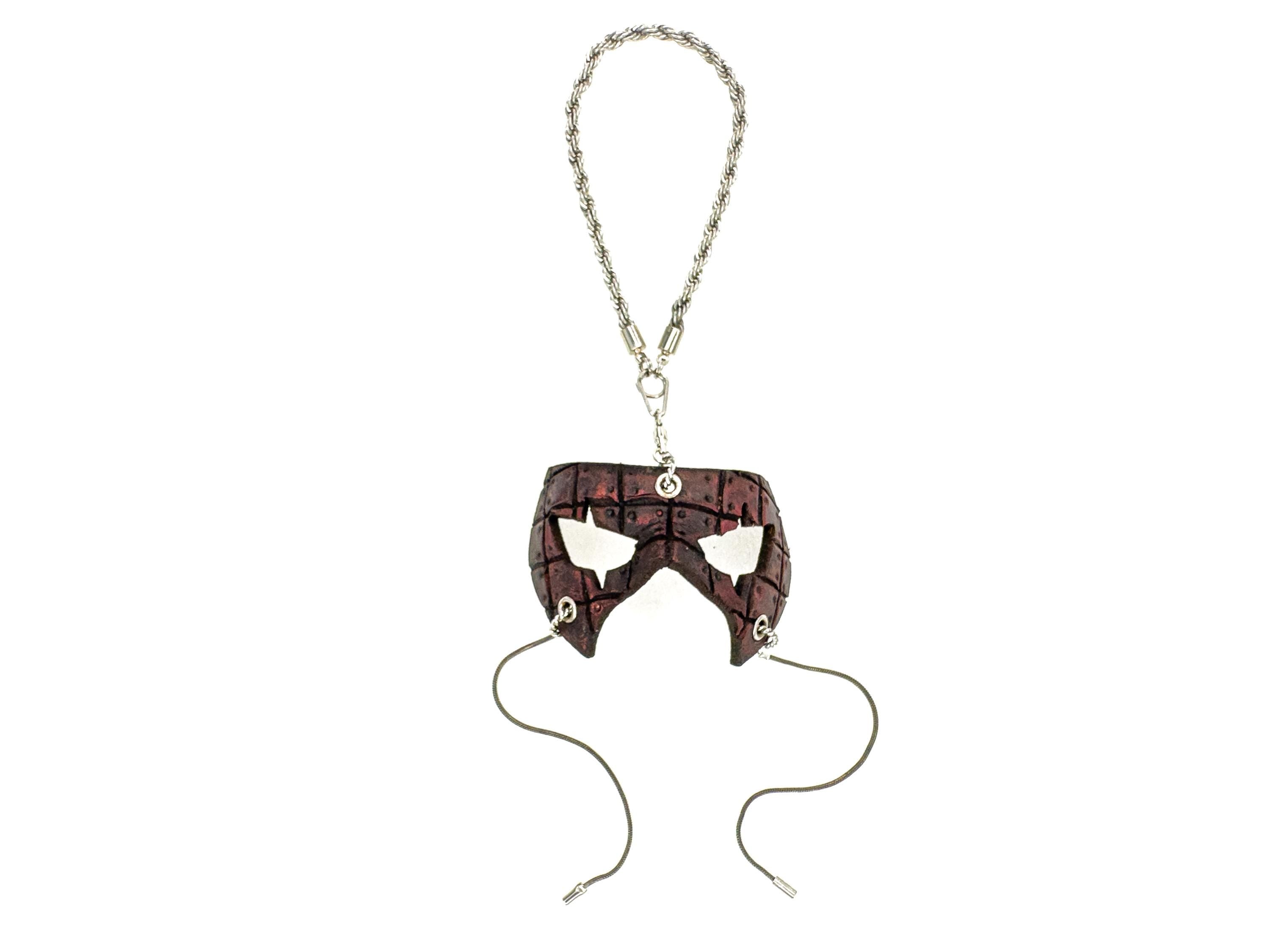 Grid Leather Mini Mask – Handcrafted Charm for Rearview Mirrors, Handbags, Lanyards, Party Favors & More